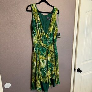 Gabby Skye 18W Fern Multi Green Dress High Low Belted plus size NEW NWT